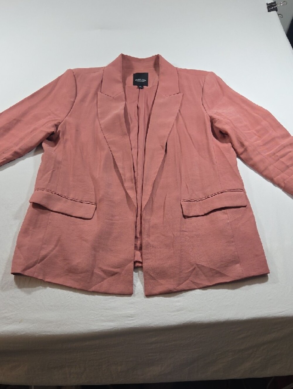 Simply Vera Vera Wang Peach Open-Front Blazer Jacket 3 Quarter Sleeve Office - Picture 11 of 16